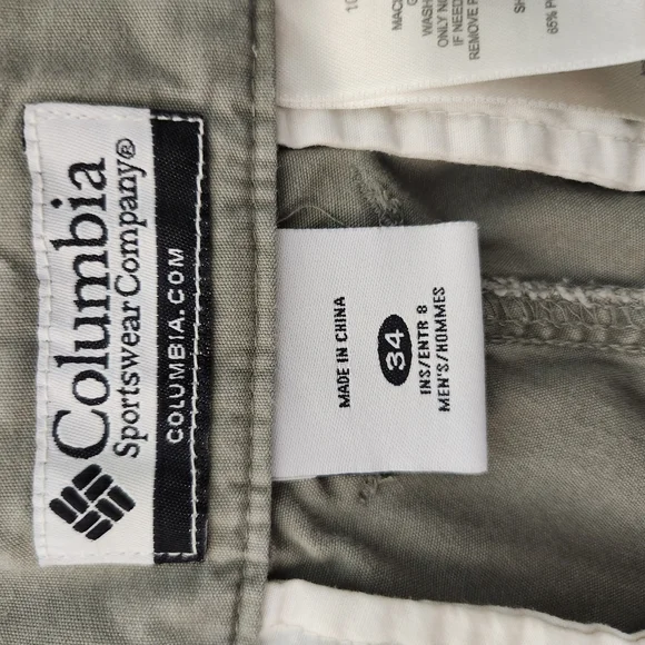 Columbia Mens Olive Green 100% Cotton Cargo Hiking Short Size 34 - Picture 9 of 11